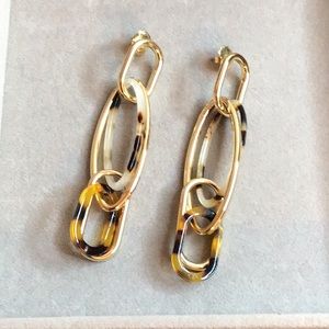 Halogen Gold and Animal Print Long Dangle Earrings